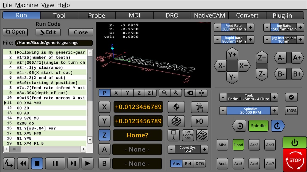 Linux CNC Screenshot